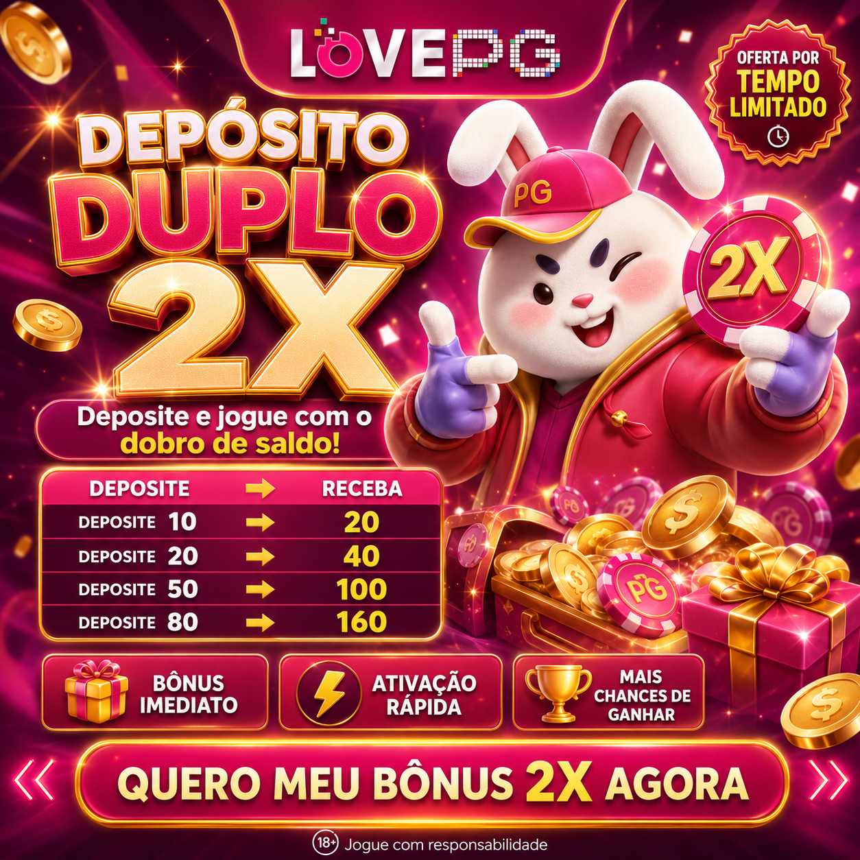 Screenshot da V5LOVEPG.COM - DEPOSITO 2X