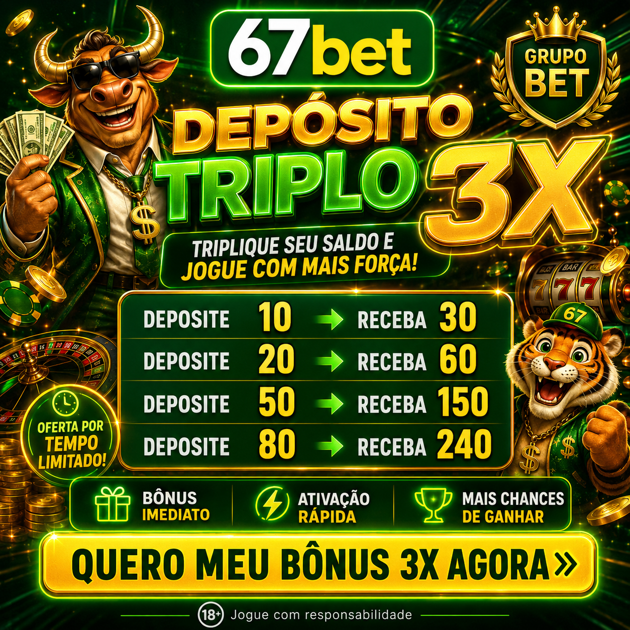 Screenshot da 67BET.COM - DEPOSITO 3X