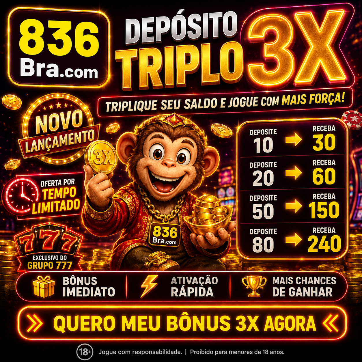 Screenshot da 836BRA6.COM - DEPOSITO 3X