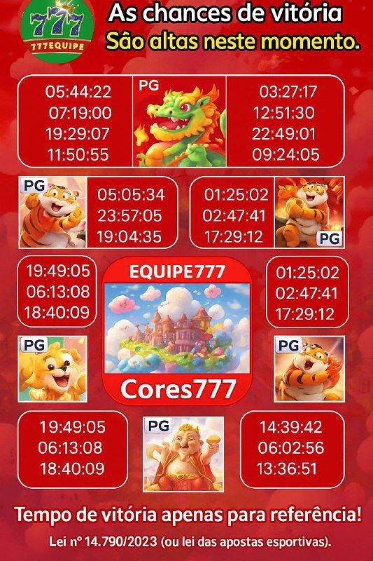 Screenshot da CORES777 - LANÇAMENTO EQUIPE777