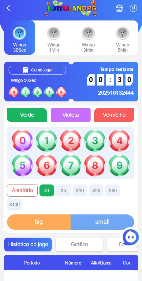 Screenshot da LottolandPG.com - Plataforma com Bingo Online