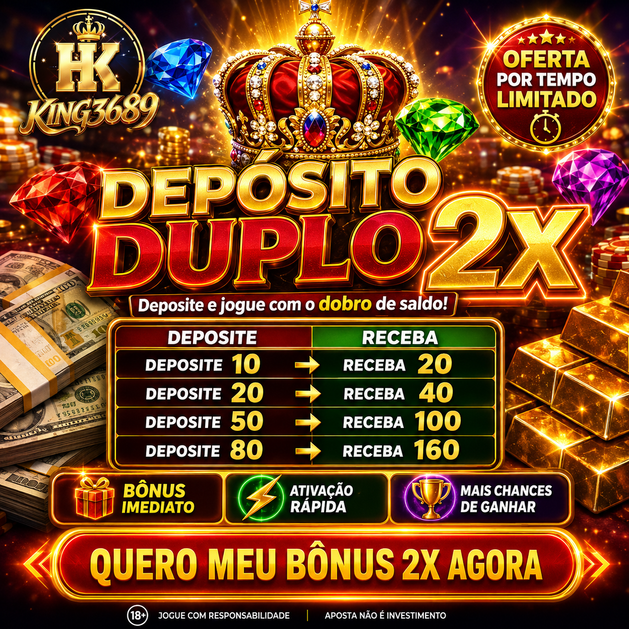 Logo KING3689.COM - DEPOSITO 2X